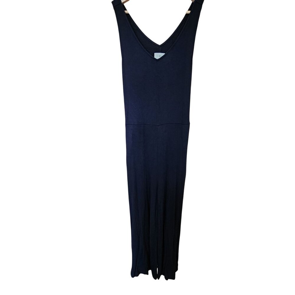 Lou & Grey Womens Navy Sleeveless Jumpsuit With V-Neck & Wide Legs Size S